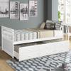 Captain's Bed Twin Daybed with Trundle Bed and Storage Drawers, White view 3