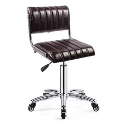 Etlegor Comfortable Armless Office Chair, Height Adjustable Desk Stools with Back Lumbar Support 360 Rolling Swivel Computer Chair for Home Study Small Space (Color : Brown, Size : Height 70-84cm)