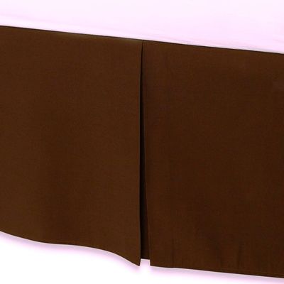 AKBLinenBedding - 3 Sided Tailored Pleated Split Corner Bed Skirt, Solid 650 TC Egyptian Cotton, Drop - 20 inch (Chocolate, Queen - 60" W x 80" L)