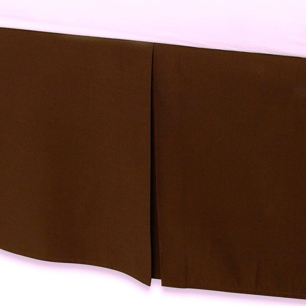AKBLinenBedding - 3 Sided Tailored Pleated Split Corner Bed Skirt, Solid 650 TC Egyptian Cotton, Drop - 20 inch (Chocolate, Queen - 60" W x 80" L)