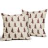 Aytipun Burgundy Christmas Tree Pillow Covers 16x16 Set of 2 Xmas Rustic Style Winter Print Decorative Outdoor Pillowcases Farmhouse Holiday Throw Cushion Case Decor for Couch Sofa Bed view 2