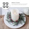 ABOOFAN 4pcs Christmas Candle Rings Wreath Holly Leaves Red Berry Wreath Candle Holder Mini Wreaths for Pillar Kitchen Cabinet Christmas Window Home Table Centerpiece view 4