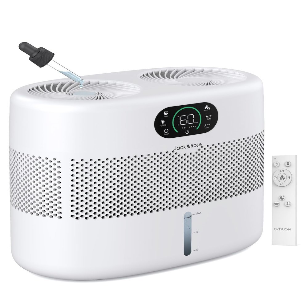 Reuseable Wick Evaporative Humidifier for Bedroom Quiet Healthy Baby Humidifier, No White Dust, Evaporative Humidifier Large Room 800ml/h 3 Speeds, 2