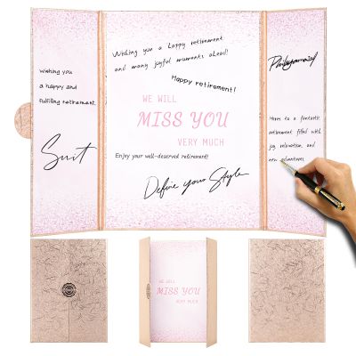 DeziWood Farewell Guest Book Alternative, Farewell Gifts for Coworkers Friends, Rose Gold We Will Miss You Signature Board, Happy Retirement Party Decorations for Women Men