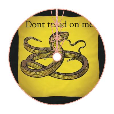 Dont Tread on me Print Christmas Tree Skirt Linen Xmas Tree Mat Cover Christmas Ornaments for Holiday Party Xmas Tree Decorations
