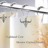 Cow Shower Curtain Hooks, Western Cowboy Shower Curtain Hooks Rings Highland Cow Bathroom Decor Metal Silvery Farmhouse Rustic Farm Decorative Shower Curtain Hooks view 2
