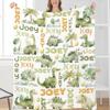 Ottoy Personalized Dinosaurs Baby Blanket Gifts for Boys Dinosaurs Custom Name Blanket for Girls Boy Super Soft Blankets for Couch Air-Conditioning Quilts Chirstmas Gifts Decor 120"x90" for Family view 2