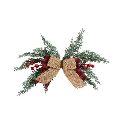 Mokylor 2pcs Artificial Christmas Red Berries Swag, Traditional Greenery Winter Pine Needles Wreath Garland Mailbox Decoration Swag with Ribbon Bow for Wall Door Lintel Festival Holiday(Multicolor)