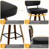 Bekrvio Swivel Counter Height Bar Stools Set of 3, 26" Upholstered Faux Leather Barstools with Back and Bent Wood Legs, Mid Century Modern Bar Chair Island Stool for Kitchen Counter, Black view 3