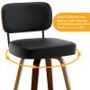 Bekrvio Swivel Counter Height Bar Stools Set of 3, 26" Upholstered Faux Leather Barstools with Back and Bent Wood Legs, Mid Century Modern Bar Chair Island Stool for Kitchen Counter, Black view 4