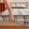 FCLDESHOP Fits Mattress Perfectly Sheets,Solid Color Warm and Thickened Milk Velvet Quilted Sheet,Mattress Cover for 12"/30cm Deep Mattresses,Grey Blue,180x200cm (1pcs) view 3