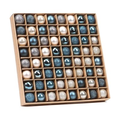 INEOUT 64 Pcs Multipurpose Christmas Ornaments Christmas Tree Balls (Color : Blue)