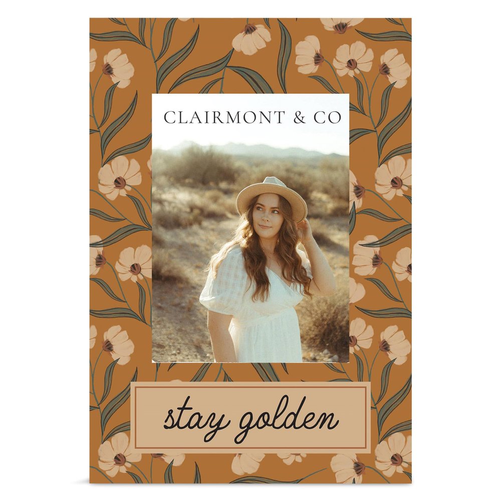 Clairmont & Co MF2182 Boho Stay Golden Wildflowers 4 x 6 Wood Mini Wall Or Tabletop Picture Frame Display