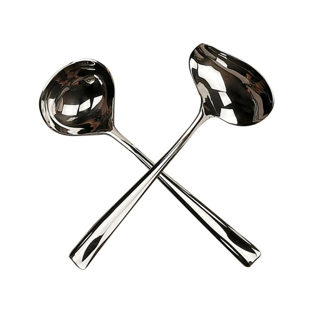 2 Pieces Stainless Steel Small Ladle, Gravy Ladle, Sauce Drizzle Spoon with Spout, Small Sauce Spoon for Gravies and Dressings, Silver