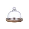 WALDOR Butter Dish Butter Dish with Lid Dessert Cake Dish Wooden Tray Transparent Glass Cover Lid Fruit Chocolate Macaroon Sushi Butter Plate Food Container Butter Keeper Ceramic Butter Dish view 1