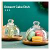 WALDOR Butter Dish Butter Dish with Lid Dessert Cake Dish Wooden Tray Transparent Glass Cover Lid Fruit Chocolate Macaroon Sushi Butter Plate Food Container Butter Keeper Ceramic Butter Dish view 3