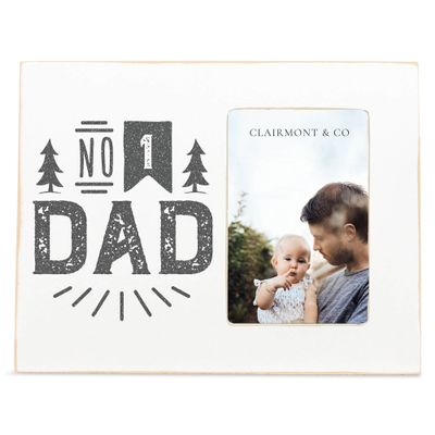 Clairmont & Co LF2372 No 1 Dad Whimsy Trees White 8.5 x 11 Wood Lily Wall or Tabletop Picture Frame Display