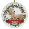 Pinecones Theme Design with Silver Beige Standard Poodle Personalized Christmas Ornaments 2025 Circle White Ceramic Puppy Owner Gifts view 1