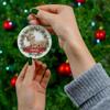 Pinecones Theme Design with Silver Beige Standard Poodle Personalized Christmas Ornaments 2025 Circle White Ceramic Puppy Owner Gifts view 4