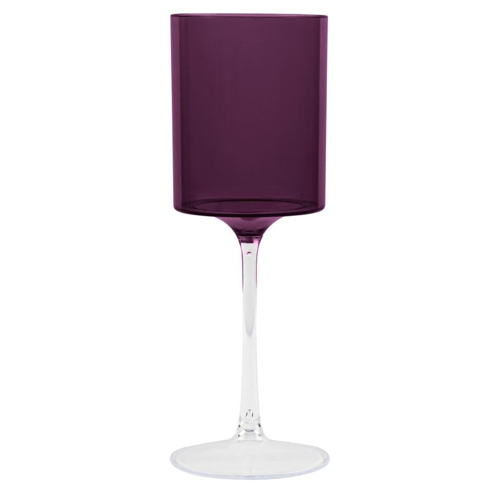 EcoQuality Purple Plastic Wine Glasses with Clear Stem - 9 oz Wine Glass, Disposable Shatterproof Wine Goblets, Reusable, Elegant Drink Cup Tumbler, Weddings, Party, Dinner, Baby Showers (20)