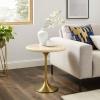 Modway EEI-6746-GLD-TRA Lippa 20" Round Artificial Travertine Side Table, Gold Travertine view 2