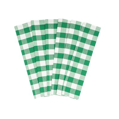 Green Kitchen Towels - 6 Pack, 100% Cotton, 30"x20", Reusable, Plaid Pattern Dish Tea Towels with Hanging Loop - St. Patrick's Day Decor, Absorbent, Washable and Durable Dish Cloths (6 Pack)