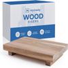 Homesty Wood Risers for Decor - Acacia Wood Tray for Kitchen Counter - Pedestal Stand for Bathroom Counter Decor - Wooden Riser, Dish Soap Tray, Soap Stand (Natural) view 3