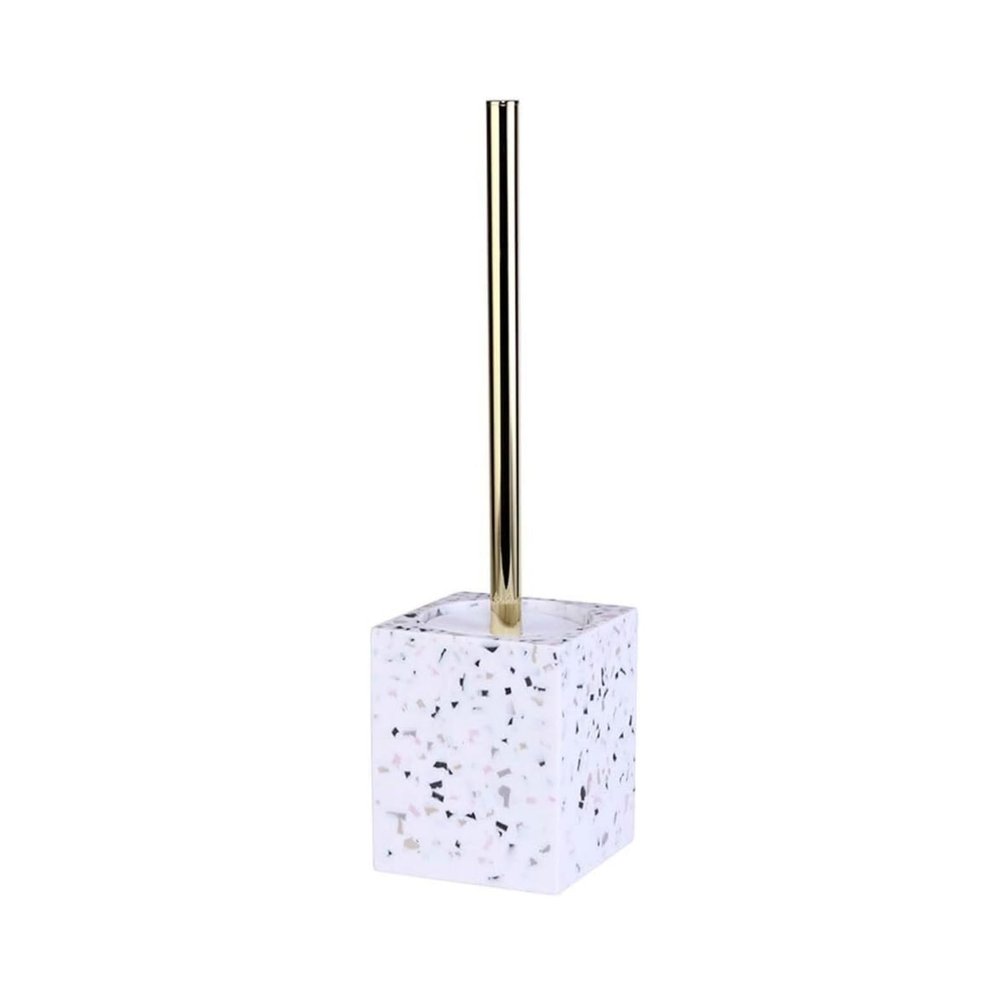 RUTAVM Toilet Brush Toilet Brush Resin Toilet Brush & Holder Holder for Bathroom Toilet Toilet Brush Set Stainless Steel Handle-White/Black for Bathroom