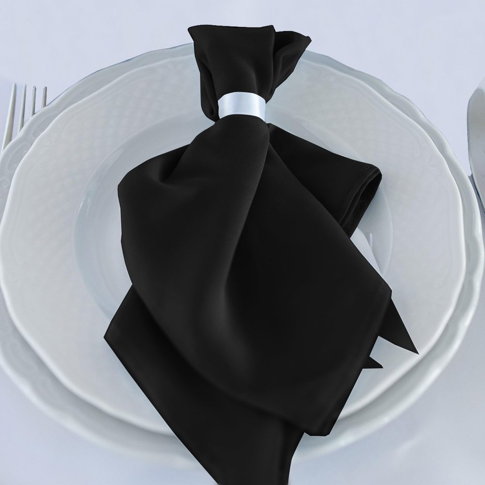 5 Black Premium 20x20 in Scuba Polyester Dinner Table Cloth Napkins Wedding Party Events Reception Home Decorations Supplies