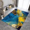3D Graffiti Art Abstract Area Rugs, Blue Gold Luxury Hand Painted Oil Painting Apartment Carpet, Bedroom Rug Pattern Clear Comfortable Feet Apply to Kitchen Dining Room,57ft/150 * 210cm view 2