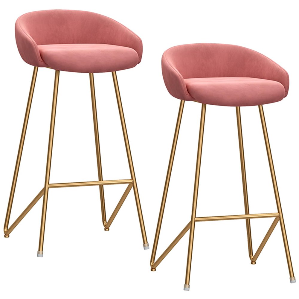 ANram Counter Height Bar Stools Set of 2 Velvet Upholstered Counter Stools Modern Island Chairs with Low Back for Kitchen Island
