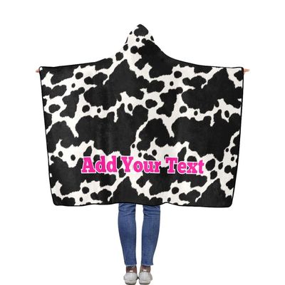 Cow Blanket Custom Hooded Blankets Wearable Blanket Hoodie Personalized Picture Blanket Comfy Cow Print Christmas Gift for Women Men