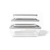 DURA LIVING 6-Piece Glass Food Storage Containers Set (3 Containers + 3 Lids) |Rectangular, Nesting, Microwave & Dishwasher Safe | BPA-Free, Space-Saving | Grey Lids for Pantry & Kitchen Organization view 1