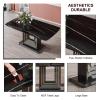 5-Piece Modern Glass Dining Table Set, 63 inch Rectangular Kitchen Table Set with Black Imitation Marble Pattern Dining Room Table Set with 4 Light Gray Soft Seat PU Chairs for Dining Room and Kitchen view 2