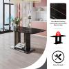5-Piece Modern Glass Dining Table Set, 63 inch Rectangular Kitchen Table Set with Black Imitation Marble Pattern Dining Room Table Set with 4 Light Gray Soft Seat PU Chairs for Dining Room and Kitchen view 3
