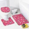 ZGDPBYF 3 Piece Pink Valentine's Day Bathroom Rug Set Pink|Heart|Leopard|Girls Include Bath Mat Contour Rug with Lid Cover view 3
