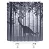 ZWSMZW Dinosaur Shower Curtain Foggy Forest Wildlife Rustic Lodge Country Farmhouse Outdoor Black White Bathroom Decor Fabric Curtains with Hooks view 2