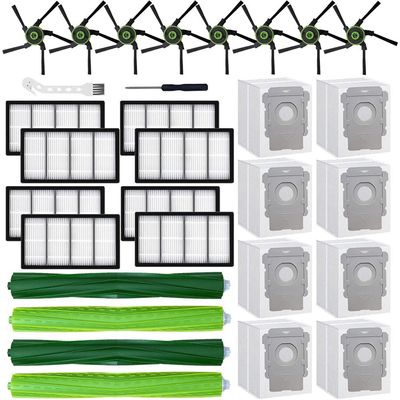 MIXEAL Replacement Parts for iRobot Roomba s9 (9150) s9+ s9 Plus (9550) s Series Vacuum Cleaner,Accessories includes 2 Pack of Multi-Surface Rubber Brushes,8 Side Brushes,8 Filters,8 Dust Bags