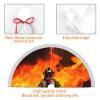 Christmas Tree Skirt with Tassel Firefighter Fireman Flame 36" Christmas Tree Skirts Decoration mat Rustic Tassel Xmas Tree Cover Mat Waterproof Xmas Tree Skirt for Holiday Farmhouse Decorations view 4