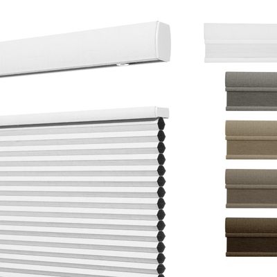 Boolegon New Upgrade Top Down Bottom Up 1" Linen Cellular Shades Natural Fabric Honeycomb Blinds Cordless Blinds for Windows Color Match Room Darkening Office Home, Blackout White, 61" W x 72" H