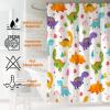 KINUUIS 4 Pcs Kids Bathroom Set Cartoon Dinosaur Shower Curtain Sets with Non-Slip Rugs Toilet Lid Cover and Bath Mat Set, Children Boy Bathroom Decor with 12 Hooks view 3