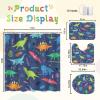 KINUUIS 4 Pcs Blue Dinosaur Bathroom Set Little Boy Cartoon Cute Shower Curtain Sets with Non-Slip Rugs Toilet Lid Cover and Bath Mat Set, Toddler Kids Boy Bathroom Decor with 12 Hooks view 2