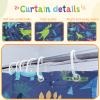 KINUUIS 4 Pcs Blue Dinosaur Bathroom Set Little Boy Cartoon Cute Shower Curtain Sets with Non-Slip Rugs Toilet Lid Cover and Bath Mat Set, Toddler Kids Boy Bathroom Decor with 12 Hooks view 4