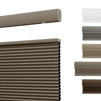 Boolegon New Upgrade Top Down Bottom Up 1" Linen Cellular Shades Natural Fabric Honeycomb Blinds Cordless Blinds for Windows Color Match Room Darkening Office Home, Blackout Light Brown, 51"W x 36"H