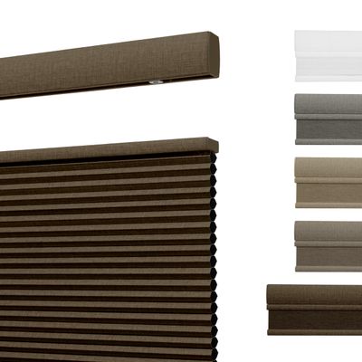 Boolegon New Upgrade Top Down Bottom Up 1" Linen Cellular Shades Natural Fabric Honeycomb Blinds Cordless Blinds for Windows Color Match Room Darkening Office Home, Blackout Brown, 31" W x 36" H