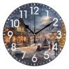 ALAZA Home Decor Merry Christmas Tree Cityscape Stylish Round Acrylic 9.84 Inch Wall Clock Non Ticking Silent Clock Art for Living Room Kitchen Bedroom view 1