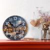 ALAZA Home Decor Merry Christmas Tree Cityscape Stylish Round Acrylic 9.84 Inch Wall Clock Non Ticking Silent Clock Art for Living Room Kitchen Bedroom view 2