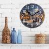 ALAZA Home Decor Merry Christmas Tree Cityscape Stylish Round Acrylic 9.84 Inch Wall Clock Non Ticking Silent Clock Art for Living Room Kitchen Bedroom view 3