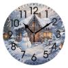 ALAZA Home Decor Merry Christmas Snowman House Winter Round Acrylic 9.84 Inch Wall Clock Non Ticking Silent Clock Art for Living Room Kitchen Bedroom view 1