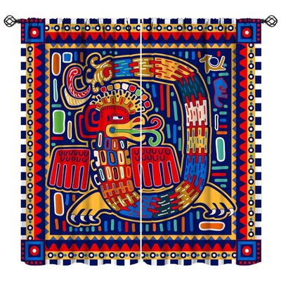 JanJCurt Mexican Curtains, Folk Style Colorful Artwork Abstract Snake Pattern Blackout Window Curtains for Living Room Kitchen Bedroom, Mustard Orange 72x63in